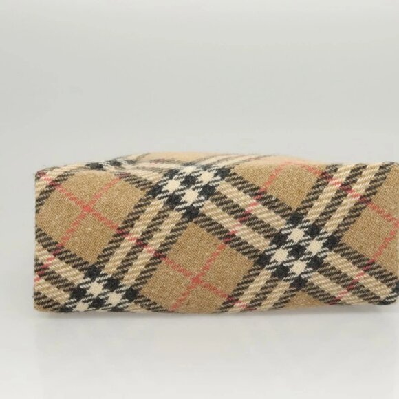 BURBERRY Nova Check Hand Bag Wool Beige Gold Auth 124760 - Picture 7 of 16
